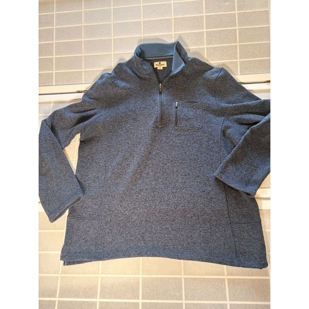 Woolrich Mens XL Blue BuckZip Quarter Zip Fleece Pullover Sweater Cozy Preppy